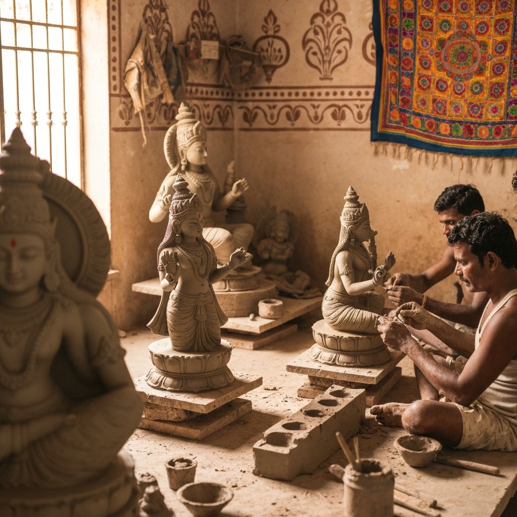 Workshop view of Taraknath Shilpalaya