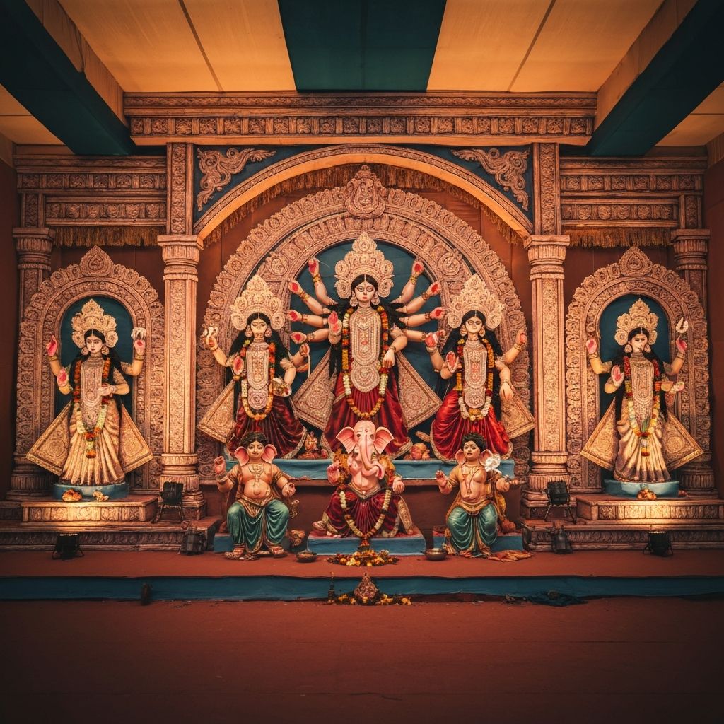 Grand Durga Puja idol setup